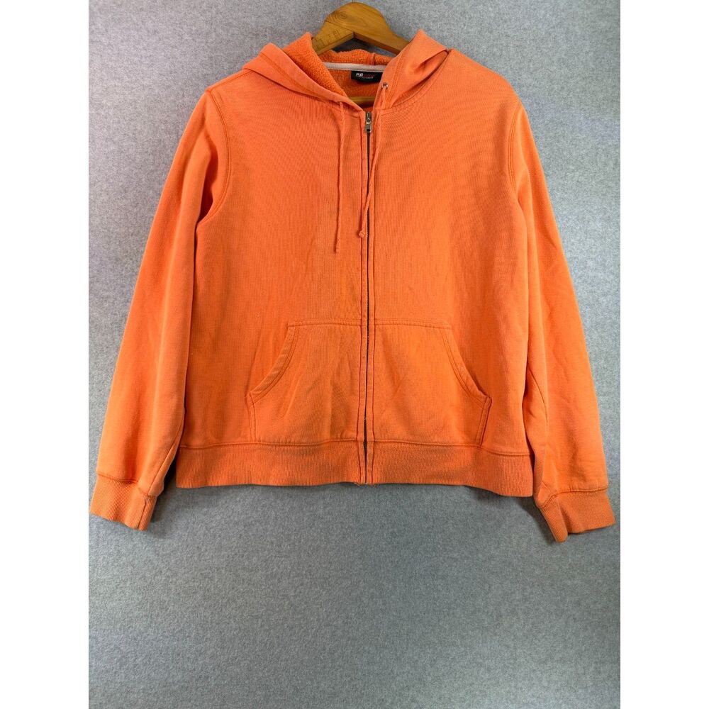 SB Active Women's XL Orange Full Zip Hooded Sweatshirt Fleece Hoodie Bin D